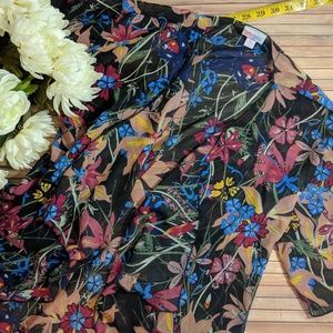 Lularoe Monroe Floral Fringe Chiffon Kimono
